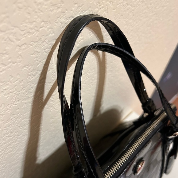 Coach Peyton Link C Embossed Patent Domed Satchel 32583 Black Charm & Key Cover - Picture 10 of 12